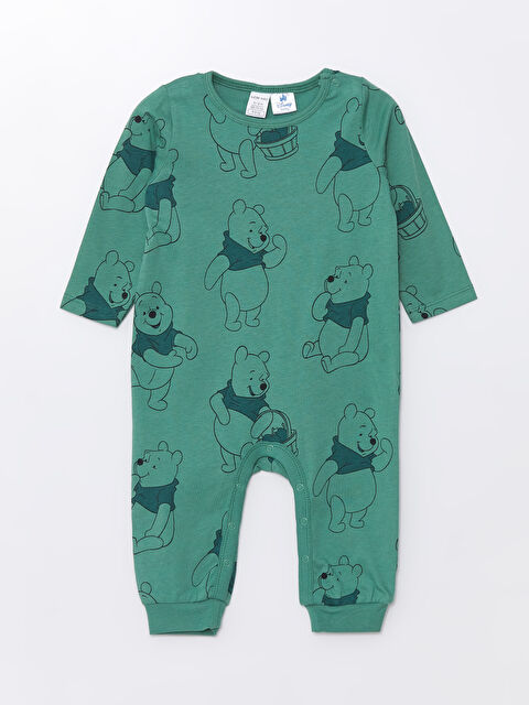 LCW baby Bisiklet Yaka Winnie the Pooh Baskılı Erkek Bebek Tulum