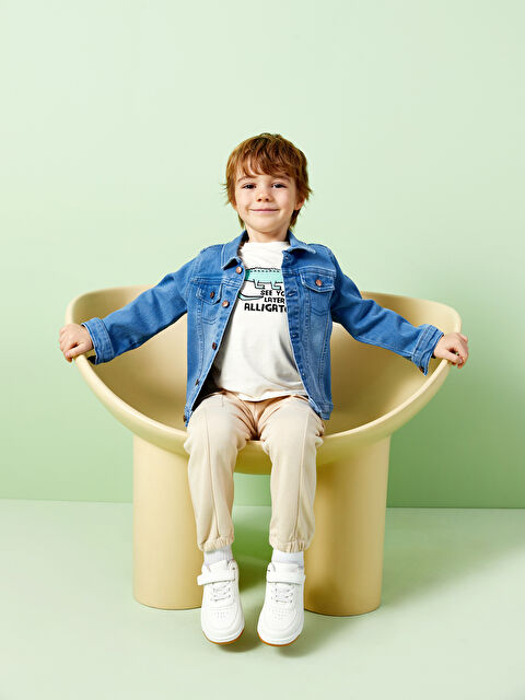 LCW Kids Bisiklet Yaka Baskılı Uzun Kollu Erkek Bebek Tişört - S4AD97Z1-QVK