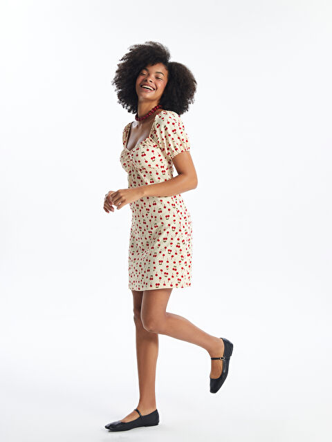 XSIDE Sweetheart Neck Patterned Short Sleeve Dress - S4AE30Z8-LQB