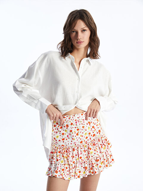 XSIDE Beli Lastikli Çiçekli Kadın Etek - S4AE64Z8-LRA