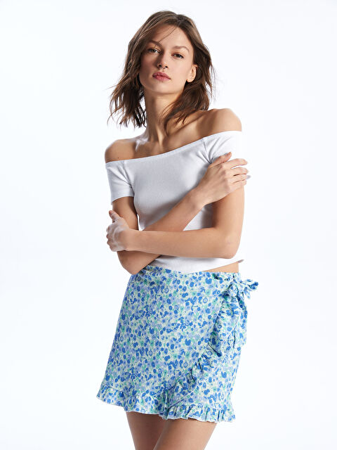 XSIDE Beli Lastikli Çiçekli Kadın Şort Etek - S4AE78Z8-VL5