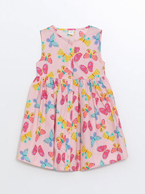 LCW Kids Bisiklet Yaka Çiçekli Poplin Kız Bebek Elbise - S4AF24Z1-LT4