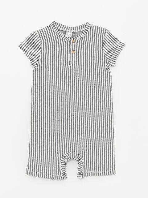 LCW baby Crew Neck Short Sleeve Striped Baby Boys' Jumpsuit - S4AF35Z1-LRA