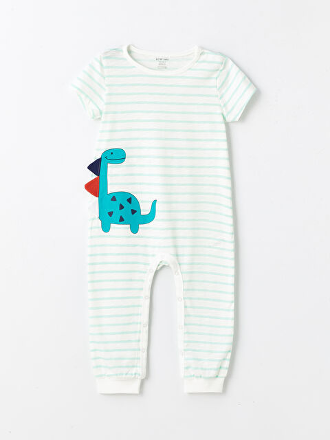 LCW baby Bisiklet Yaka Kısa Kollu Çizgili Erkek Bebek Tulum - S4AF37Z1-LJS