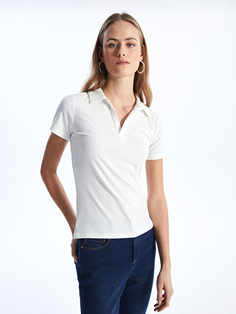LCWAIKIKI Basic Polo Neck Plain Short Sleeve Women's T-Shirt - S4AF53Z8-R9J
