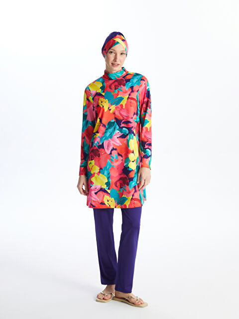 LCW DREAM Funnel Neck Patterned Women's Modest Swimsuit Set - S4AG00Z8-F9C