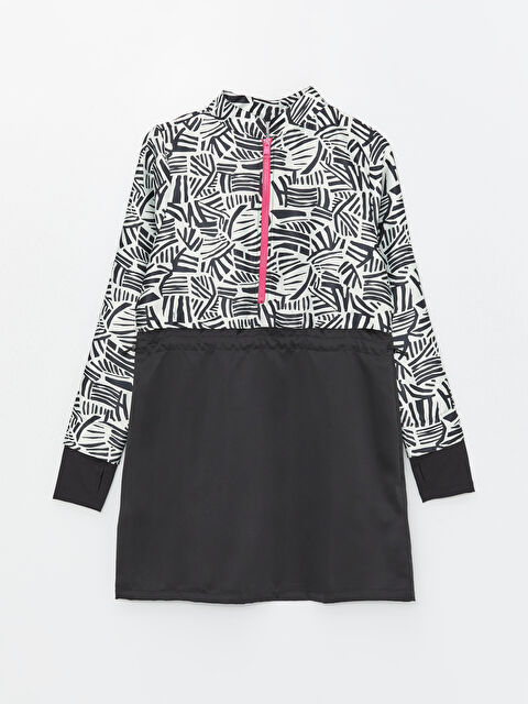 LCW DREAM Dik Yaka Desenli Kadın Tesettür Mayo Üst - S4AG07Z8-LEG