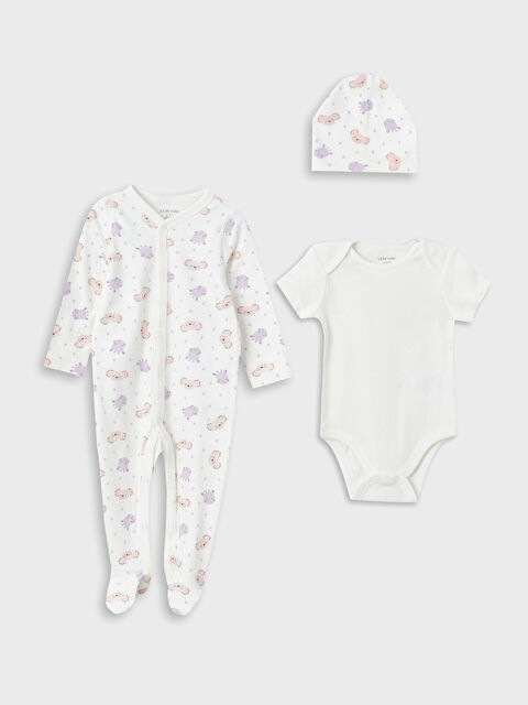 LCW baby طقم ٣ قطع للبنات الرضع (من عمر ٠-١٢ شهر بجرابات، و بعد ١٢ شهر من غير جرابات) - S4AG13Z1-LRA