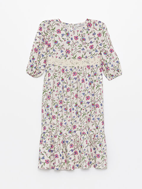LCW Kids Bisiklet Yaka Çiçekli Kız Çocuk Elbise - S4AH10Z4-LRA