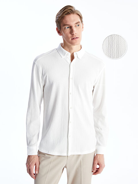 LCW Vision Regular Fit Long Sleeve Men's Textured Shirt - S4AH19Z8-Q6K