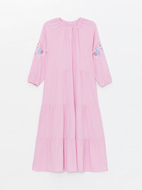 LCW Kids Bisiklet Yaka Baskılı Kız Çocuk Elbise - S4AH20Z4-G4X