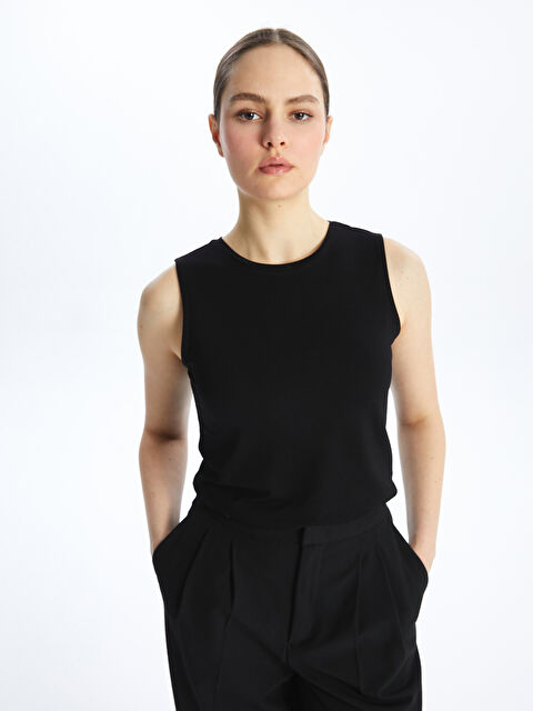 LCWAIKIKI Basic Kadın Bisiklet Yaka Düz Atlet - S4AH85Z8-CVL