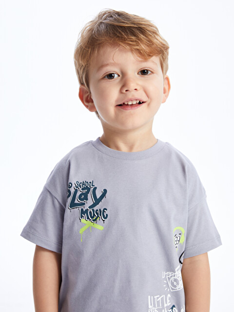 LCW Kids Crew Neck Short Sleeve Printed Baby Boys' T-Shirt