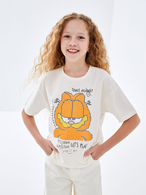 LCW Kids Crew Neck Garfield Printed Girls' T-Shirt - S4AI16Z4-FQG