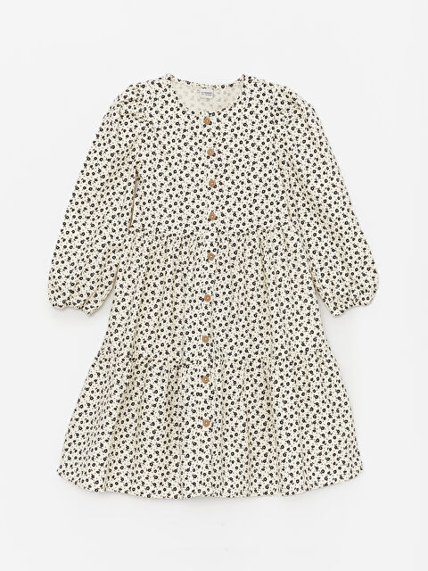 LCW Kids Crew Neck Floral Girls' Dress - S4AI77Z4-LRB