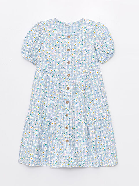 LCW Kids Bisiklet Yaka Çiçekli Kız Çocuk Elbise - S4AJ28Z4-LQK