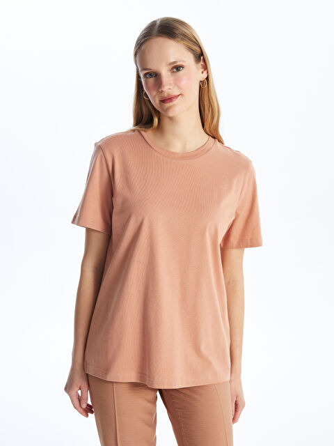 LCWAIKIKI Basic Bisiklet Yaka Düz Kısa Kollu Kadın Tişört - S4AJ35Z8-GD9