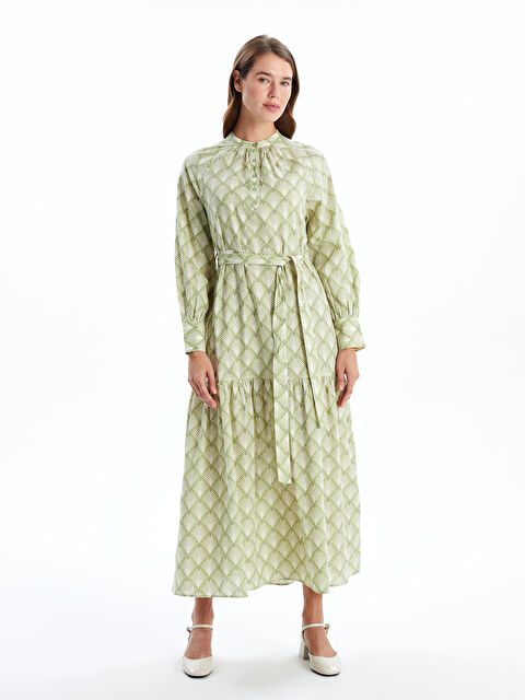 LCW Modest Desenli Uzun Kollu Kadın Gömlek Elbise - S4AJ43Z8-LRF