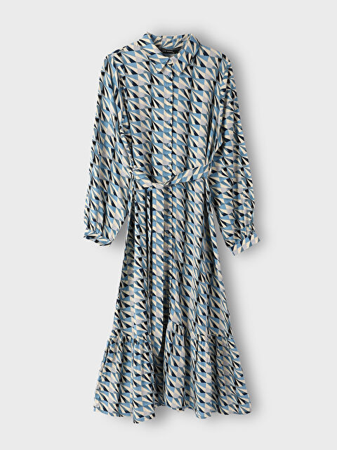 LCW Modest Patterned Long Sleeve Women's Shirt Dress - S4AJ51Z8-LQP