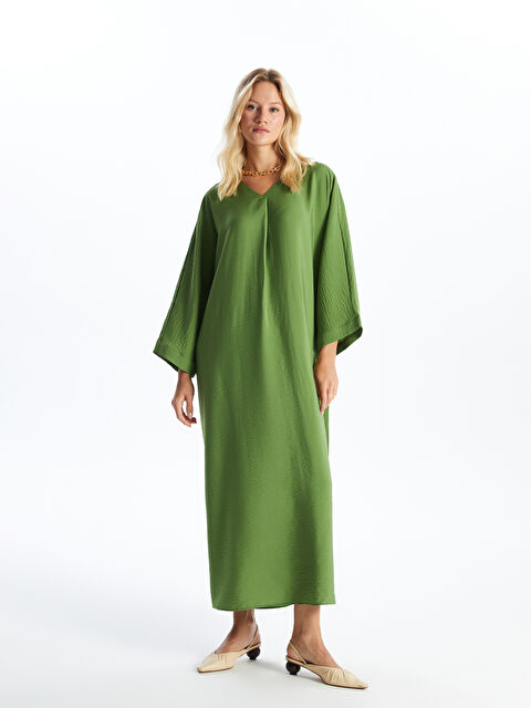 LCW Modest Kadın V Yaka Düz Elbise - S4AJ92Z8-H5S