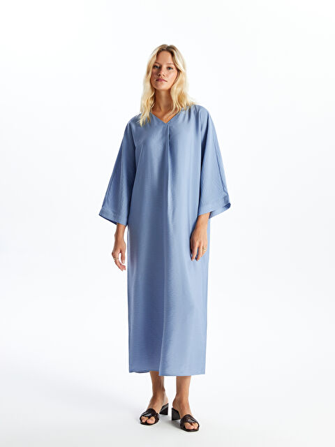 LCW Modest Kadın V Yaka Düz Elbise - S4AJ92Z8-KCK