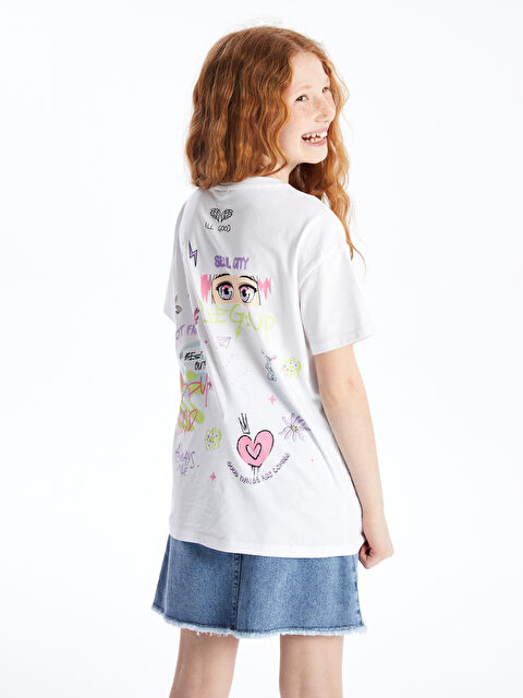 LCW Kids Crew Neck Printed Short Sleeve Girls' T-Shirt - S4AK19Z4-Q6K