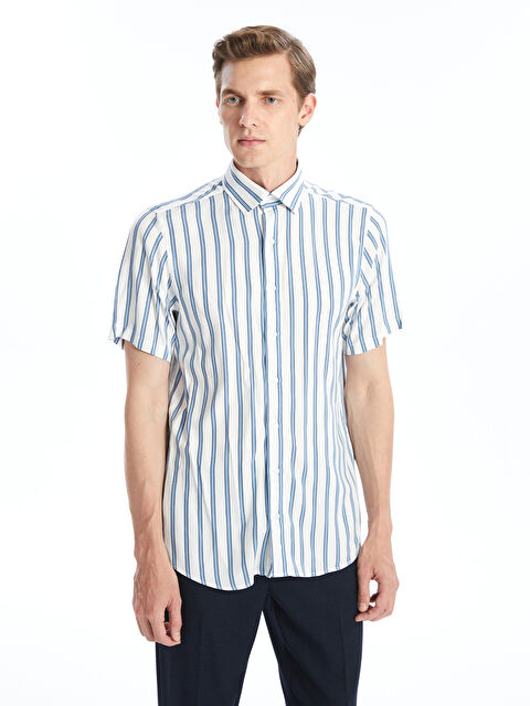 SOUTHBLUE Regular Fit Short Sleeve Striped Viscose Men's Shirt - S4AK38Z8-VE4