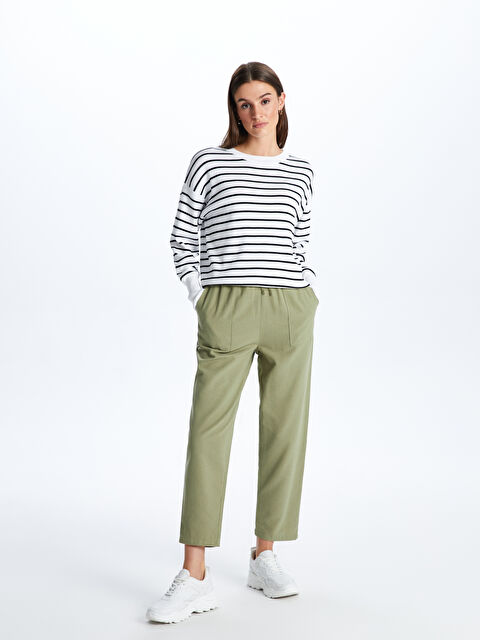 LCW Vision Beli Lastikli Düz Keten Karışımlı Kadın Pantolon