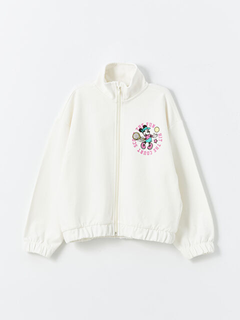 LCW Kids Dik Yaka Minnie Mouse Baskılı Kız Çocuk Fermuarlı Sweatshirt - S4AO78Z4-FQG
