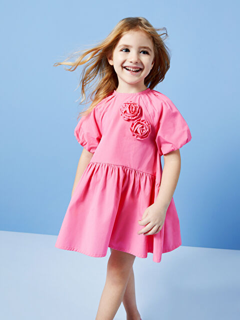 LCW Kids Платье из поплина с круглым вырезом и коротким рукавом для малышек девочек - S4AP50Z1-GFU