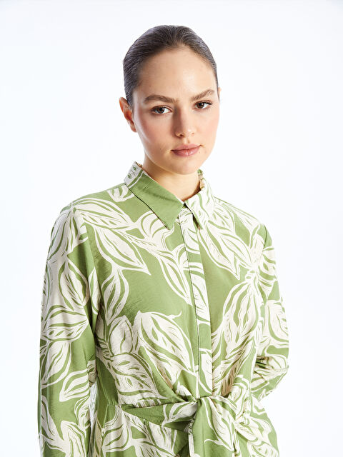 LCW Modest Collared Neck Patterned Long Sleeve Women's Tunic - S4AQ07Z8-LRR