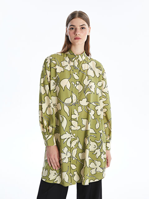 LCW Modest Patterned Women's Shirt Tunic - S4AQ08Z8-LS6