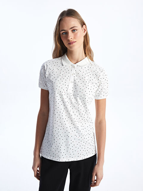 LCWAIKIKI Basic Polo Neck Patterned Short Sleeve Women's T-Shirt - S4AQ33Z8-LRA