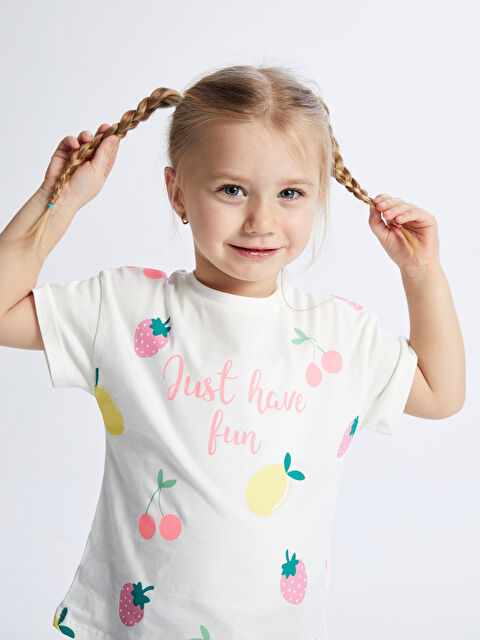 LCW Kids Crew Neck Printed Short Sleeve Baby Girls' T-Shirt - S4AR67Z1-R9J