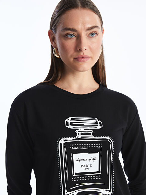 LCWAIKIKI Classic تونيك سترة نسائية كم طويل مطبوع بكول مدور - S4AR72Z8-CVL