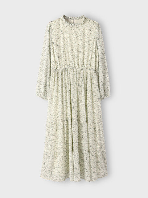 LCWAIKIKI Classic فستان للسيدات بطباعة مُزهر وياقة قمع وكم طويل - S4AS43Z8-LRA