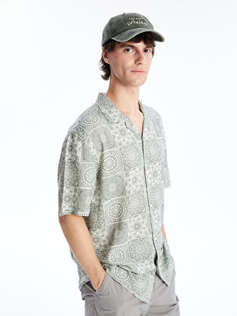 XSIDE Regular Fit Kısa Kollu Desenli Viskon Erkek Gömlek - S4AS82Z8-LRR