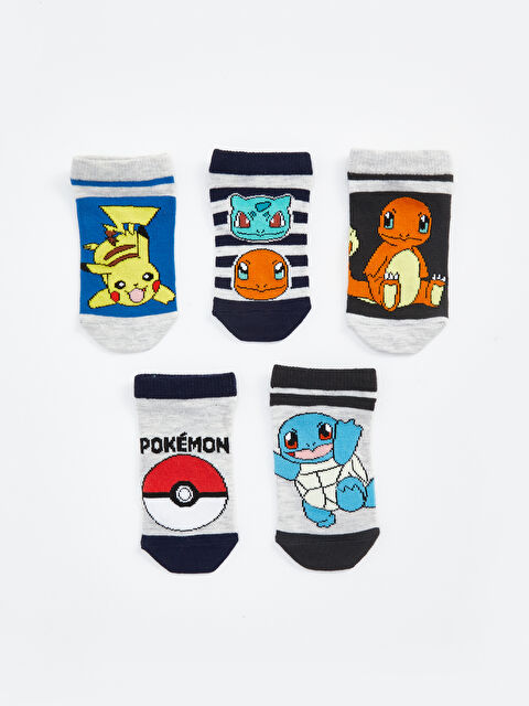 LCW Kids Pokemon Desenli Erkek Çocuk Patik Çorap 5'li - S4AU28Z4-K00