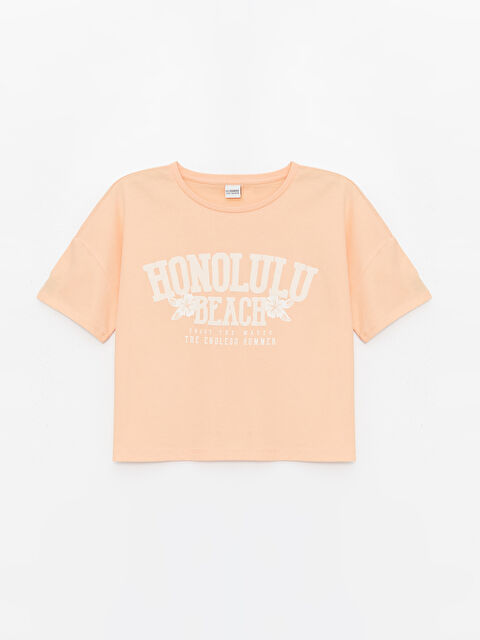 LCW Kids Bisiklet Yaka Baskılı Kısa Kollu Kız Çocuk Tişört - S4AU55Z4-VVW