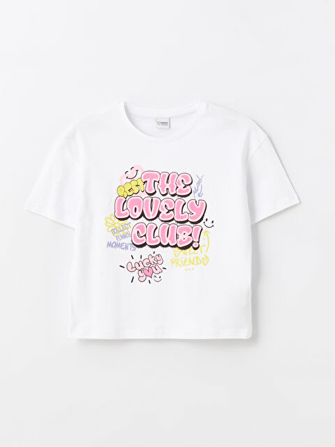 LCW Kids Crew Neck Printed Short Sleeve Girls' T-Shirt - S4AV36Z4-Q6K