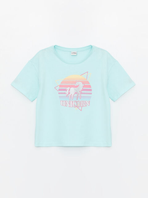 LCW Kids Crew Neck Printed Short Sleeve Girls' T-Shirt - S4AV38Z4-FVE