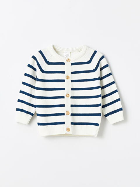 LCW baby Bisiklet Yaka Çizgili Erkek Bebek Triko Hırka - S4AV56Z1-LFC