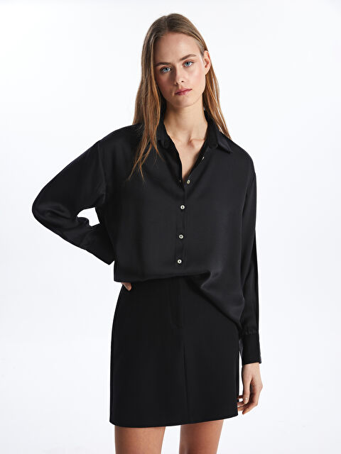 LCW Vision Düz Uzun Kollu Oversize Kadın Gömlek - S4AV57Z8-CVL