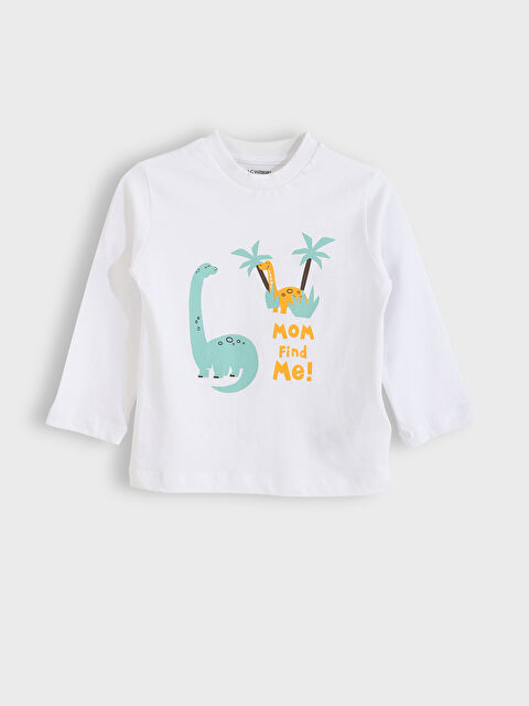 LCW Kids Bisiklet Yaka Uzun Kollu Baskılı Erkek Çocuk Tişört - S4BA65Z1-Q6K