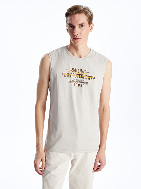 LCWAIKIKI Classic Crew Neck Printed Jersey Men's Sleeveless T-Shirt - S4BB69Z8-QMG