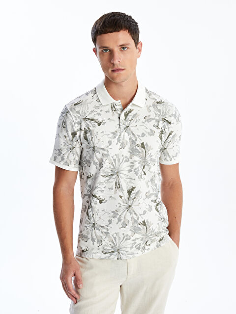 LCW Vision Polo Neck Short Sleeve Patterned Pique Men's T-Shirt - S4BD12Z8-J2B