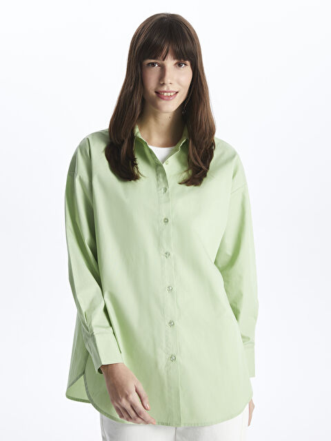 LCW Modest Plain Long Sleeve Oversize Women's Shirt Tunic - S4BE72Z8-FGX