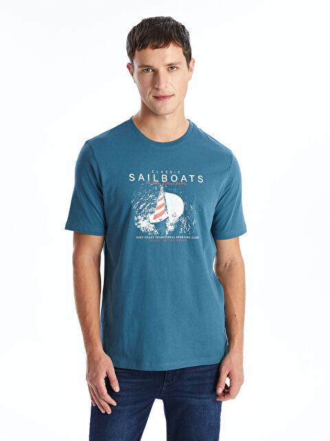 SOUTHBLUE Crew Neck Short Sleeve Printed Combed Cotton Men's T-shirt - S4BH00Z8-HMV