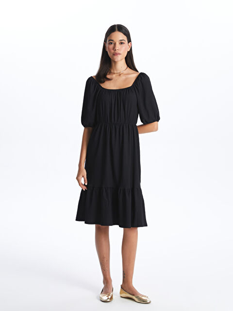 LCW ECO Kare Yaka Düz Kısa Kollu Kadın Elbise - S4BH97Z8-CVL