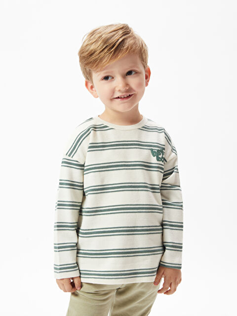 LCW Kids Crew Neck Long Sleeve Striped Baby Boys' T-Shirt - S4BM33Z1-LKG